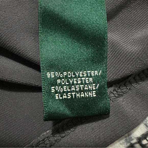 LRL Ralph Lauren Sheath Dress Size 2P Charcoal White Ruched Lined Jersey Stretch - Picture 15 of 16